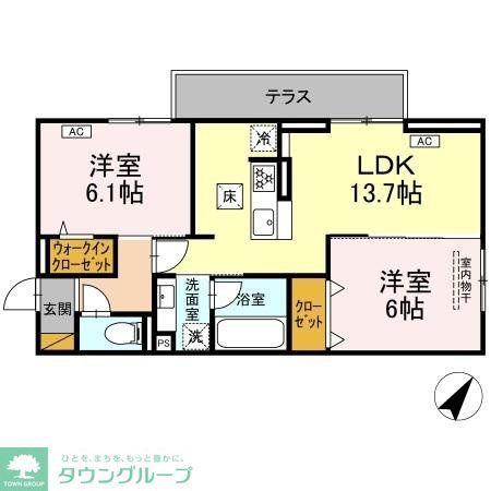 プラヴール(2LDK/2階)の間取り写真