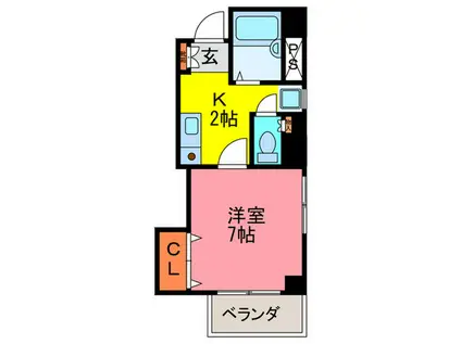 デセンテコート(1K/4階)の間取り写真