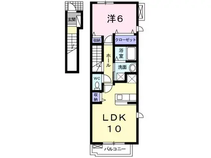 サン・フレイムYABEII A(1LDK/2階)の間取り写真