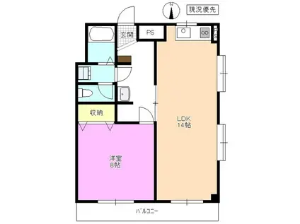 ポプリハイツ(1LDK/2階)の間取り写真