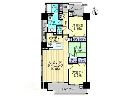 アルファステイツ上通東(3LDK/4階)の間取り写真