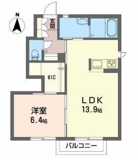 ノースフォレストB(1LDK/1階)の間取り写真