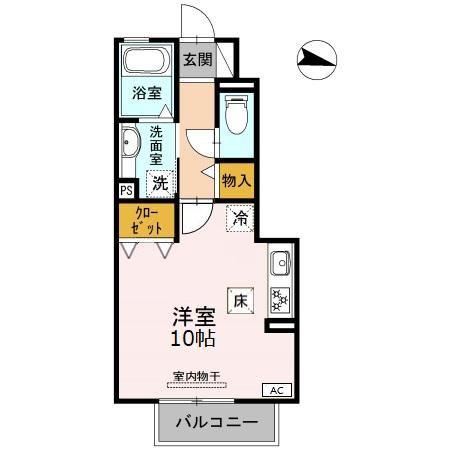 ヴィラ小山 A(ワンルーム/1階)の間取り写真