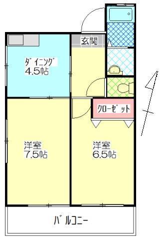 ドリーム山一(2DK/1階)の間取り写真