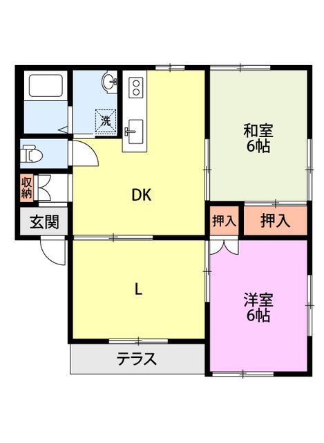 エスポワール北城(3DK/1階)の間取り写真