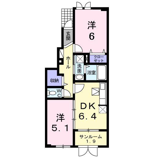 プア ラナイ(2DK/1階)の間取り写真