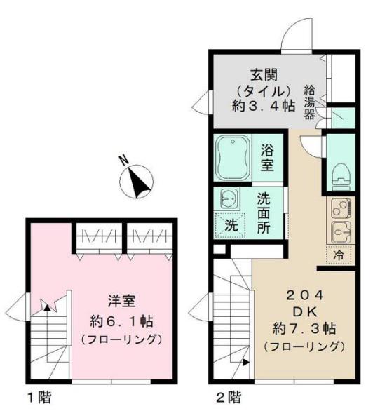 GREEN COURT中野(1DK/2階)の間取り写真