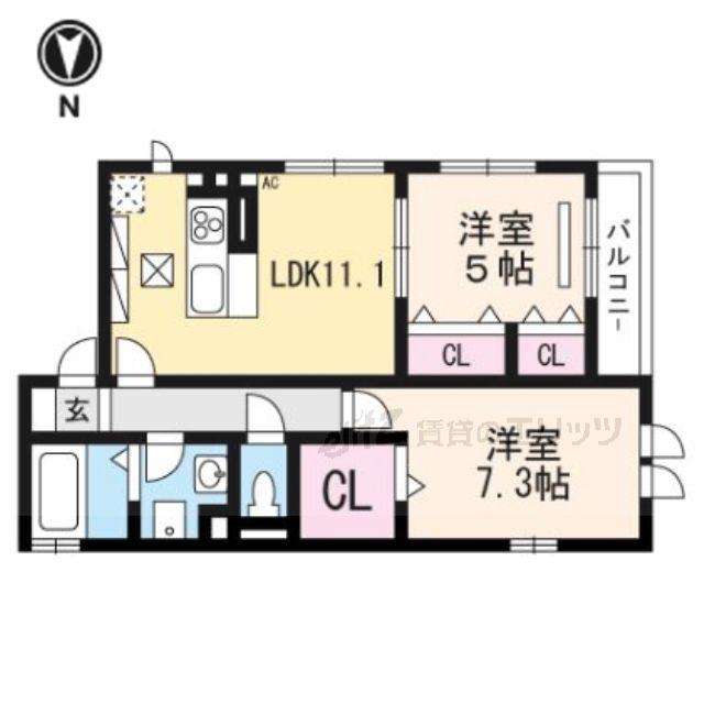 カミーリア北大塚(2LDK/1階)の間取り写真