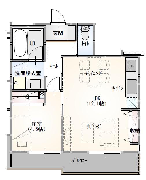 シベール御器所(1LDK/1階)の間取り写真