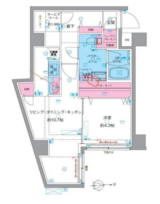 GENOVIA東向島IV(1SLDK/1階)の間取り写真