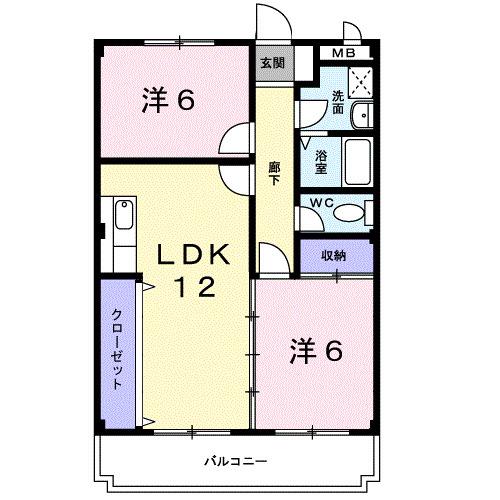 グレース吉田(2LDK/4階)の間取り写真