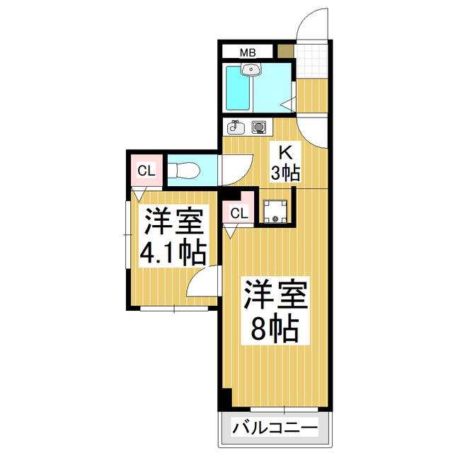 センターイン伊勢町(2K/5階)の間取り写真