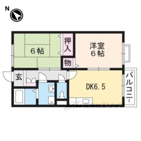ウィンビューC棟(2DK/2階)の間取り写真