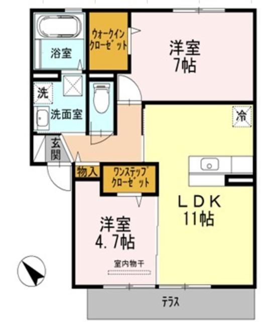 プランドール アーク(2LDK/1階)の間取り写真