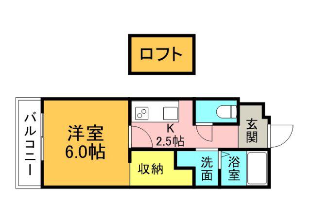 RA ISM GION(1K/2階)の間取り写真