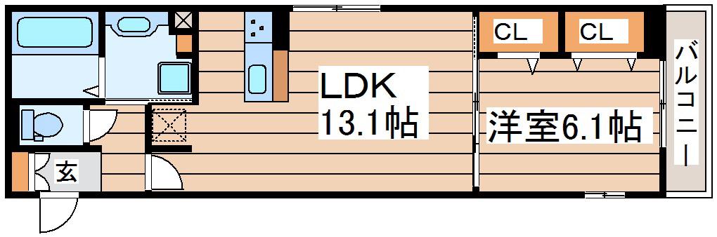 D-ROOM八乙女中央(1LDK/1階)の間取り写真