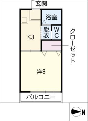 エクセル(1K/2階)の間取り写真