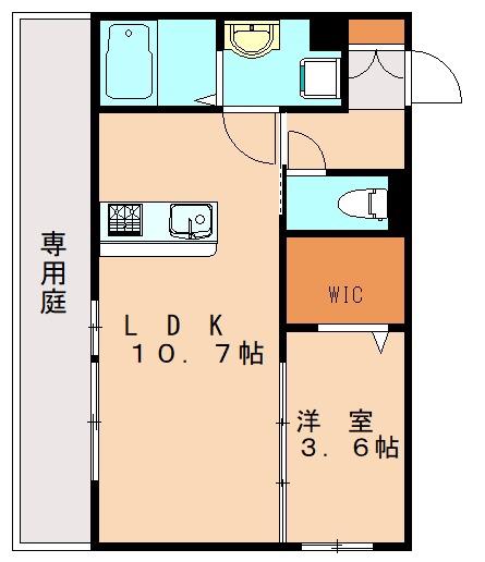 D-ROOM博多駅南(1LDK/1階)の間取り写真