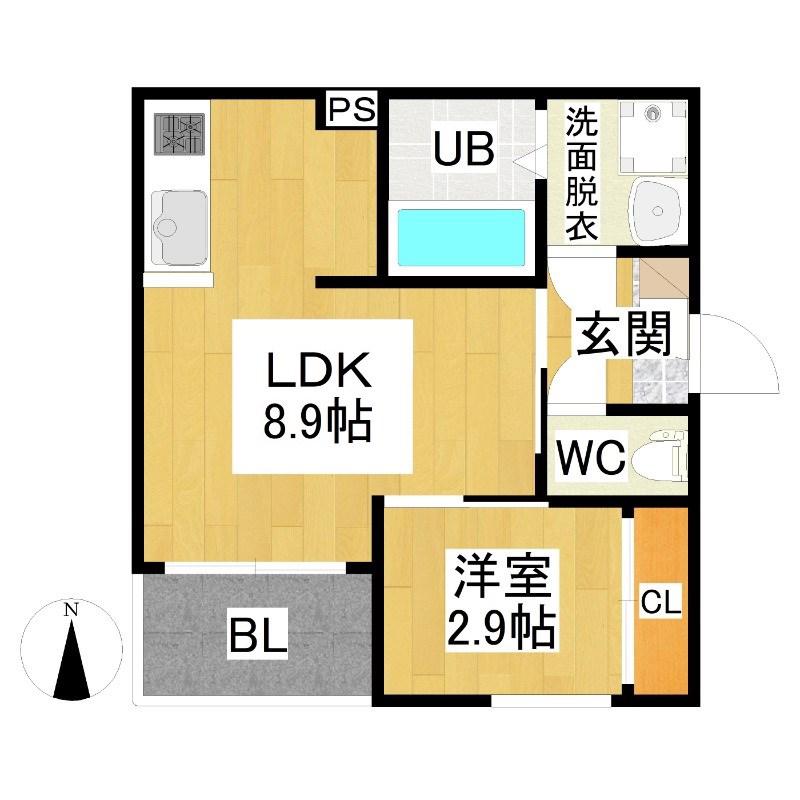 REGALEST名城公園(1LDK/1階)の間取り写真