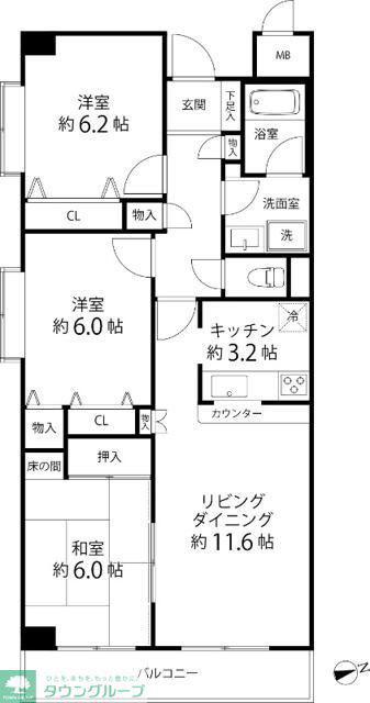 TS GARDEN横浜岸根公園(3LDK/2階)の間取り写真