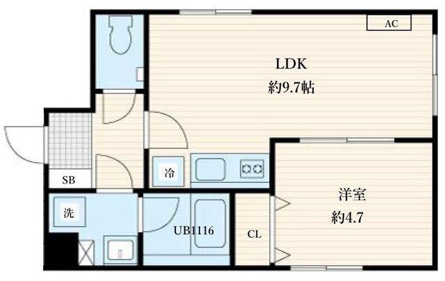 ALATO森下II(1LDK/4階)の間取り写真