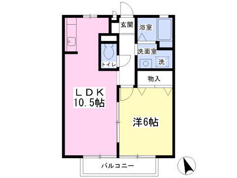 G・PLACE B(1LDK/1階)の間取り写真