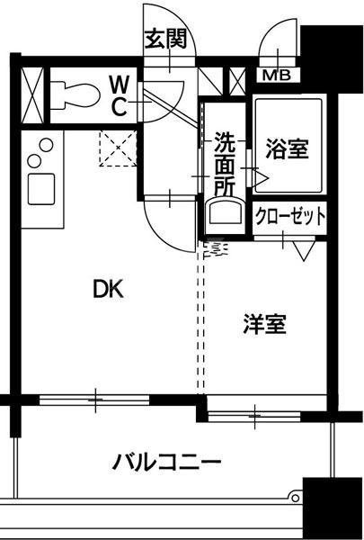 ベールメトロ姪浜(1DK/12階)の間取り写真