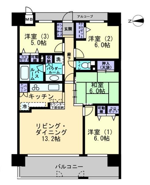 アルファステイツ高松駅前(4LDK/5階)の間取り写真