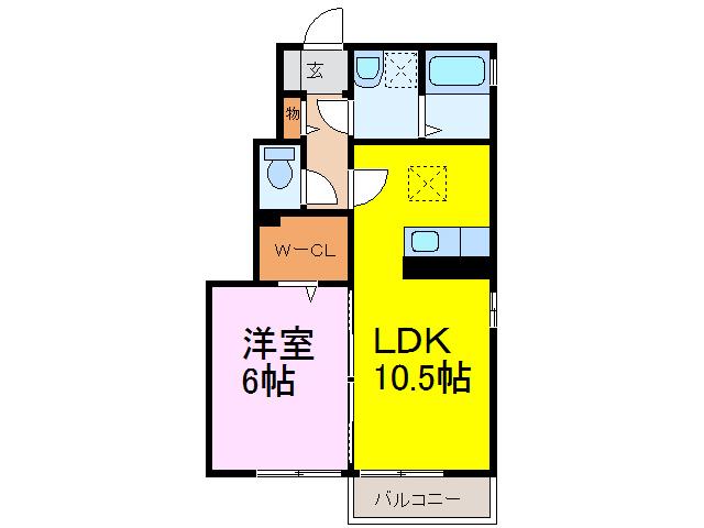 モン ビラージュ C(1LDK/1階)の間取り写真