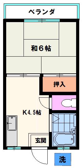 さつきハイツ(1K/2階)の間取り写真