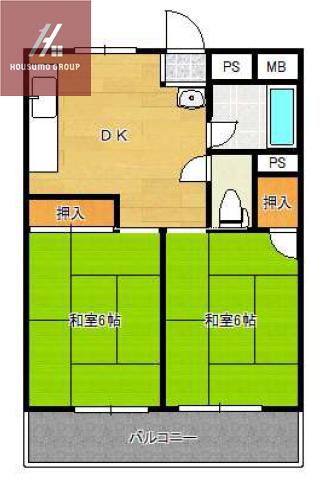 シャトーOM玉造(2DK/5階)の間取り写真