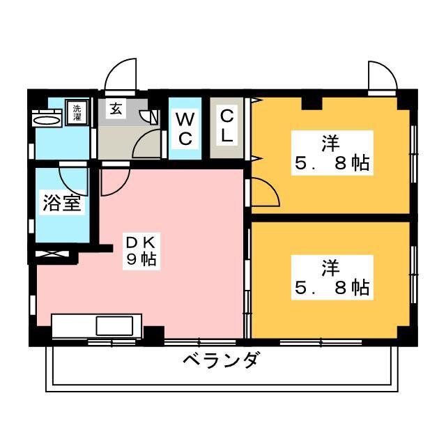シテラ新川崎(2DK/3階)の間取り写真
