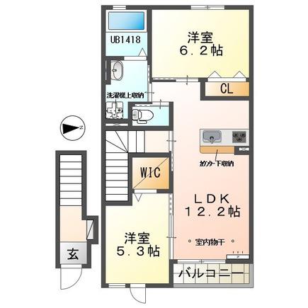 フェリーチェ(2LDK/2階)の間取り写真