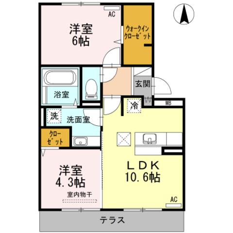 CLAIR PINE(2LDK/2階)の間取り写真