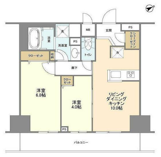 ブレス蔵前(2LDK/9階)の間取り写真