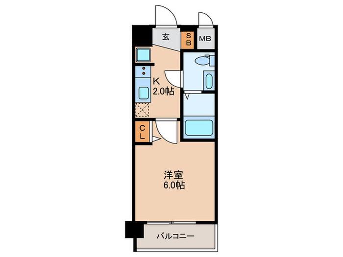 エグゼ大阪ノースゲート(1K/2階)の間取り写真