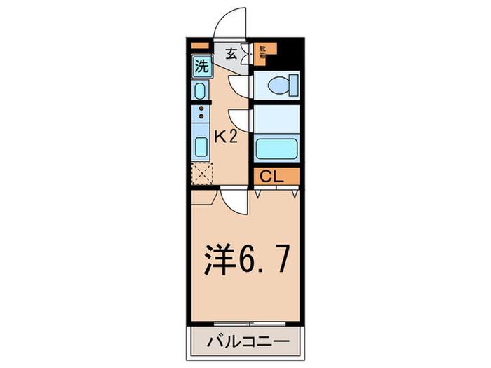パークスクエア(1K/6階)の間取り写真