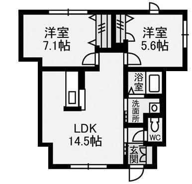 アラヴェール(2LDK/1階)の間取り写真
