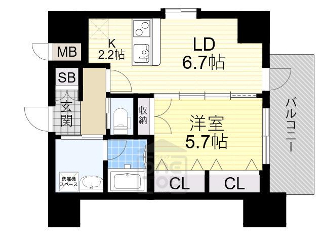 スプランディッド江坂駅前(1LDK/9階)の間取り写真
