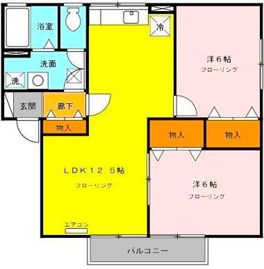 サンボナールA(2LDK/1階)の間取り写真