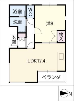 クララ黒川マンション(1LDK/2階)の間取り写真