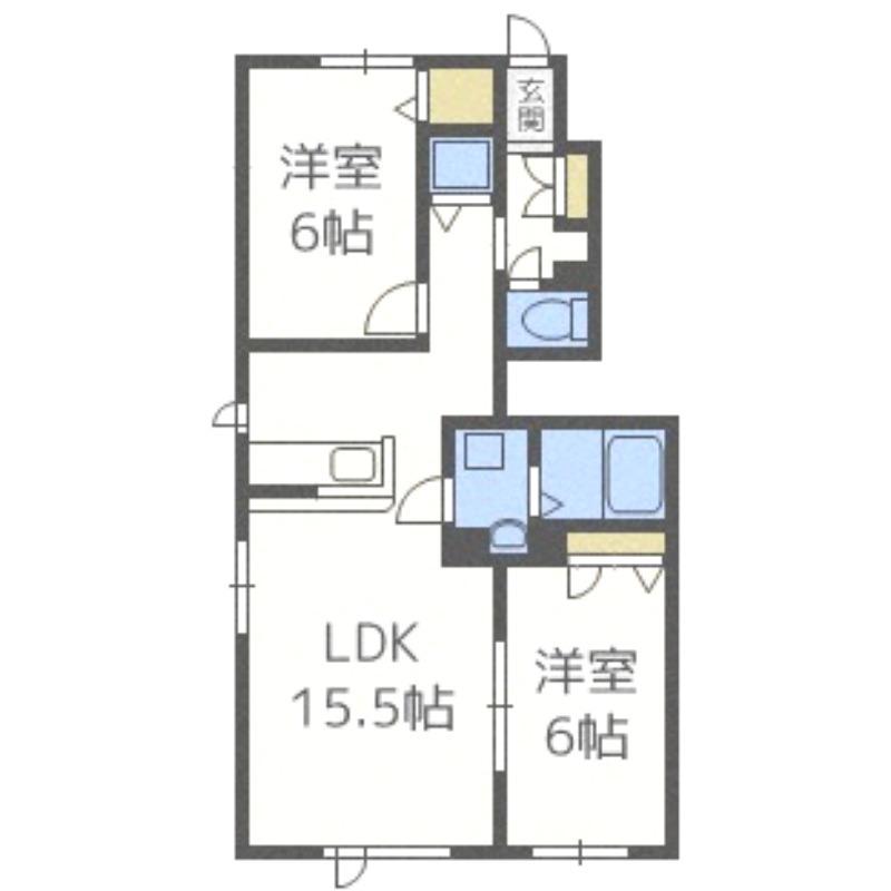シャーメゾンフォーバースII(2LDK/1階)の間取り写真