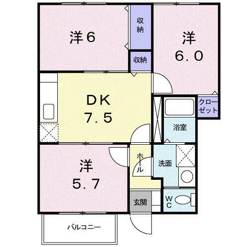 スターライトシティA(3DK/1階)の間取り写真