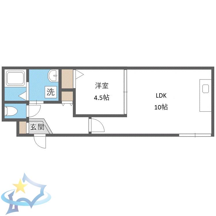 カピテーヌ円山(1LDK/1階)の間取り写真