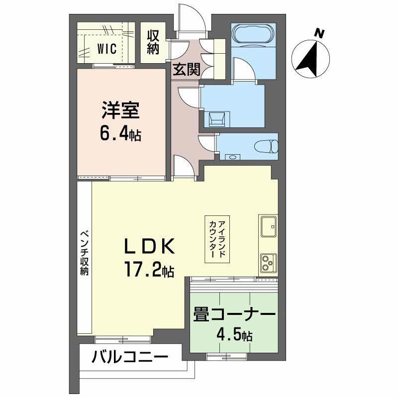 AZUR米山(2LDK/1階)の間取り写真