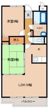 コートカメリア(2LDK/2階)の間取り写真