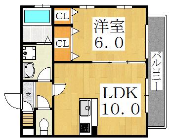 シャルマンコート(1LDK/2階)の間取り写真