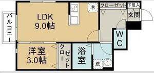 ピュアランド岩切(1LDK/1階)の間取り写真