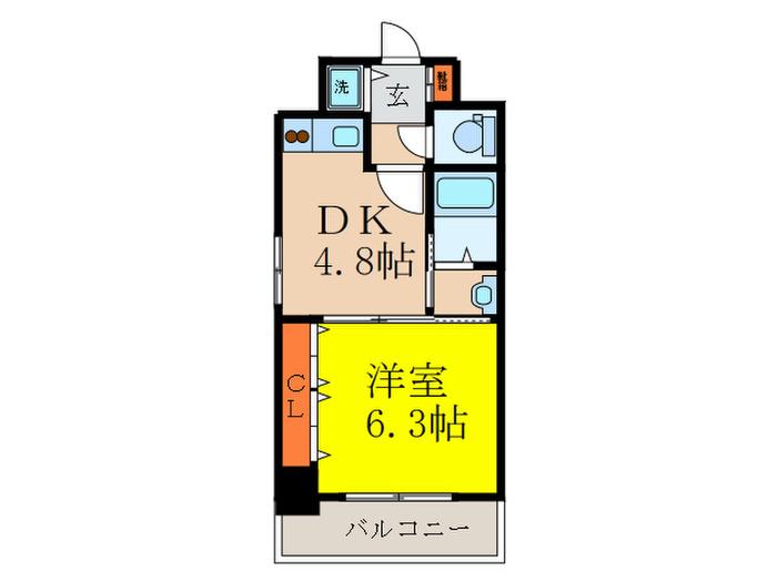プルミエール江坂(1DK/2階)の間取り写真