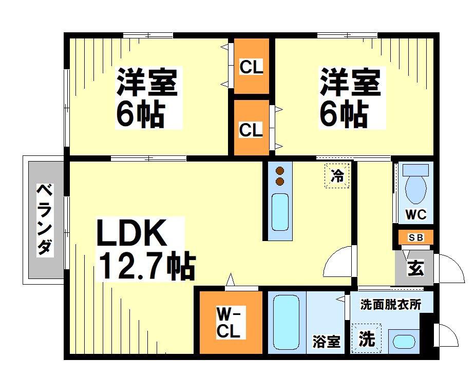 FOREST 深大寺(2LDK/2階)の間取り写真